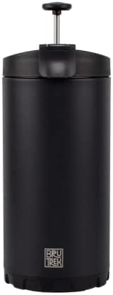 BruTrek® by Planetary Design Steel Toe 3.0 Travel Coffee Press - Brew 20 fl.oz On The Go - No Spill Lid, Double Wall Vacuum Insulated Stays Hot for Hours, French Press Coffee (Obsidian Black)