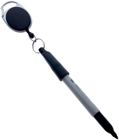 Bulk 25 Pack - Retractable Pen Reel for Thick Markers & Carpenter Pencils - Carabiner Clip for Apron, Belt Loop or Bag Strap - Great Gift for Baristas (Black) by Reel-N-Rite