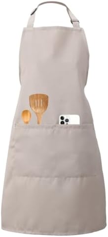 Kitchen Bib Chef Apron for Women Men with Pockets | Waterproof, Large Pockets, Adjustable Neck Strap, For Cooking, Painting, Pottery, Ceramics by PUBMND