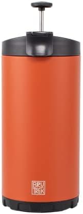 BruTrek® by Planetary Design Steel Toe 3.0 Travel Coffee Press - Brew 20 fl.oz On The Go - No Spill Lid, Double Wall Vacuum Insulated Stays Hot for Hours, French Press Coffee (Red Rock)