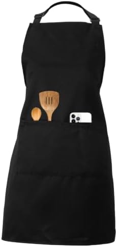 Kitchen Bib Chef Apron for Women Men with Pockets | Waterproof, Large Pockets, Adjustable Neck Strap, For Cooking, Painting, Pottery, Ceramics by PUBMND