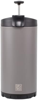 BruTrek® by Planetary Design Steel Toe 3.0 Travel Coffee Press - Brew 20 fl.oz On The Go - No Spill Lid, Double Wall Vacuum Insulated Stays Hot for Hours, French Press Coffee (Storm Gray)