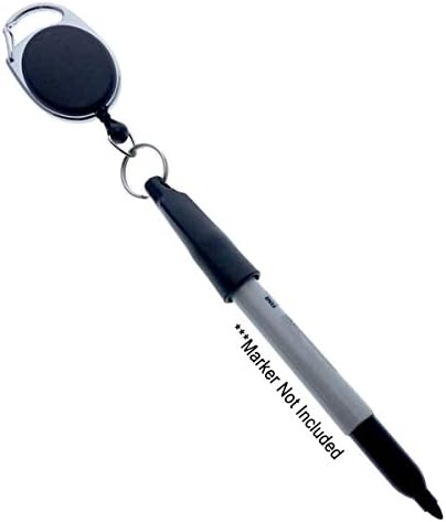 Bulk 25 Pack - Retractable Pen Reel for Thick Markers & Carpenter Pencils - Carabiner Clip for Apron, Belt Loop or Bag Strap - Great Gift for Baristas (Black) - Image 4