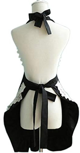 Hyzrz Lovely Home Work Adjustable Apron Shop Cake Kitchen Cooking Aprons for Women Girls with Pocket for Gift,Black - Image 2
