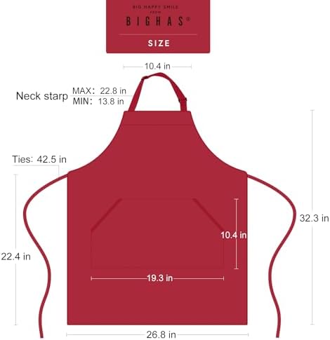 BIGHAS Adjustable Bib Apron with Long Ties for Women Men 18 Colors Chef Kitchen Cooking - Image 6