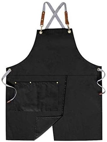 Crossback Apron with Pockets, Apron with Adjustable Straps | Pockets x2, Adjustable & Removable Straps, Canvas, Unique Split Apron for Ceramics, Home, Kitchen, Restaurant,M-XXL (Black) - Image 2