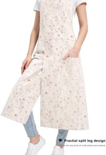 Molaxhome Split Pottery Apron with 3 Pockets Unisex with Adjustable Strap | Cotton Blend,Kitchen Apron,for Ceramics,Gardening,Kitchen Cooking - Image 5