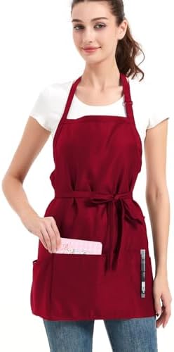 Aprons for Women with 3 Pockets, Cooking Apron with Waterproof Coating, Chef Apron Adjustable Neck Strap - Image 4