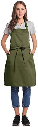BIGHAS Adjustable Bib Apron with Long Ties for Women Men 18 Colors Chef Kitchen Cooking by BIGHAS