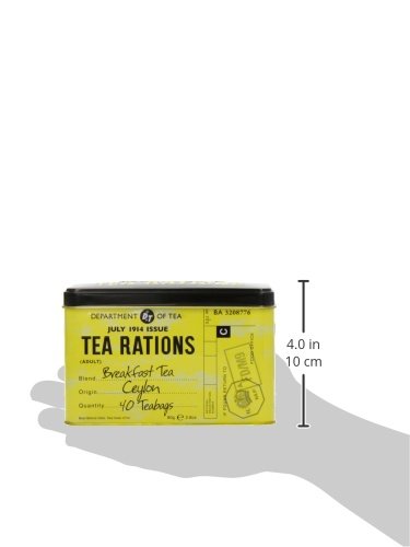 New English Teas Tea Rations Tea Tin with 40 English Breakfast Teabags, World War 2 Memorabilia