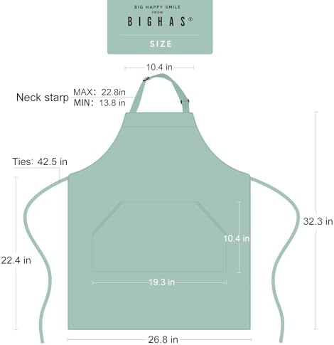 BIGHAS Adjustable Bib Apron with Long Ties for Women Men 18 Colors Chef Kitchen Cooking - Image 6