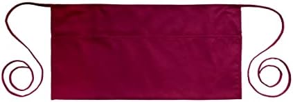 PLOYMONO 1P Burgundy Server Apron with 3 Pockets,Short Waist Waitress Apron | Polyester Short Waiter Apron with 3 Deep Pockets, Great for Restaurant Servers, Bartenders, Hosts, Baristas by PLOYMONO