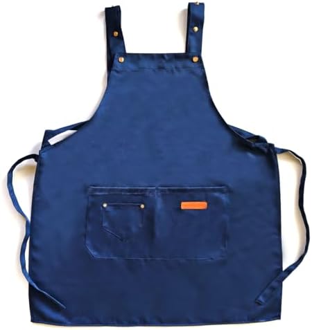 Chef Apron Bib Apron with 2 Large Pockets Adjustable Neck Strap Kitchen Apron Cooking Apron Stripes Baking Apron - Image 2