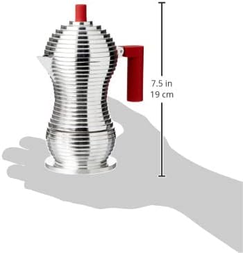 Alessi MDL02/1 R "Pulcina" Stove Top Espresso 1 Cup Coffee Maker in Aluminum Casting Handle And Knob in Pa, Red