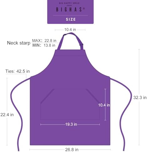 BIGHAS Adjustable Bib Apron with Long Ties for Women Men 18 Colors Chef Kitchen Cooking - Image 6