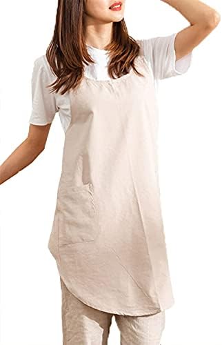 Cotton Cross Back Aprons Solid Color Cooking Kitchen Garden Smock for Women Girls with Pockets - Image 2