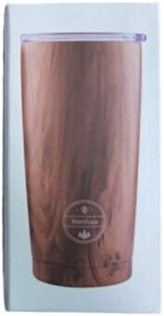 20 OZ Vacuum Insulated Double Wall 18/8 Stainless Steel Coffee Tumbler, Tall Cup, Beautiful Wood Design, With Durable Lid