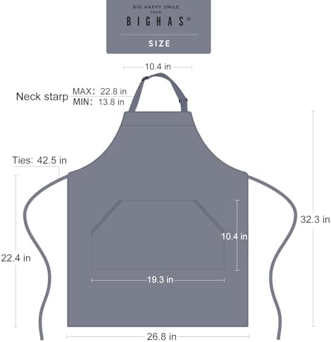 BIGHAS Adjustable Bib Apron with Long Ties for Women Men 18 Colors Chef Kitchen Cooking - Image 6