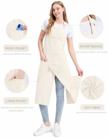 Molaxhome Split Pottery Apron with 3 Pockets Unisex with Adjustable Strap | Cotton Blend,Kitchen Apron,for Ceramics,Gardening,Kitchen Cooking - Image 5
