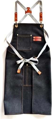 Chef Apron Bib Apron with 2 Large Pockets Adjustable Neck Strap Kitchen Apron Cooking Apron Stripes Baking Apron - Image 2