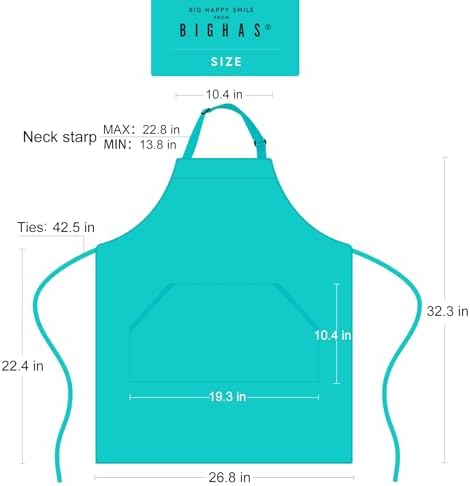 BIGHAS Adjustable Bib Apron with Long Ties for Women Men 18 Colors Chef Kitchen Cooking - Image 6