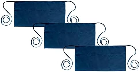 PLOYMONO 3P Navy Blue Server Apron with 3 Pocket,Short Waist Waitress Apron | Polyester Short Waiter Apron with 3 Deep Pockets, Great for Restaurant Servers, Bartenders, Hosts, Baristas by PLOYMONO