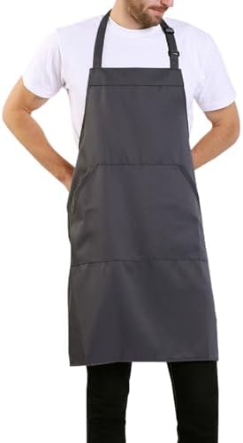 BIGHAS Adjustable Bib Apron with Long Ties for Women Men 18 Colors Chef Kitchen Cooking by BIGHAS