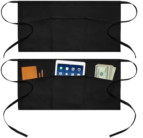 3 Pockets Waitress Apron Server Aprons - Half Aprons for Men & Women Waterproof and Oil Proof by Unknown
