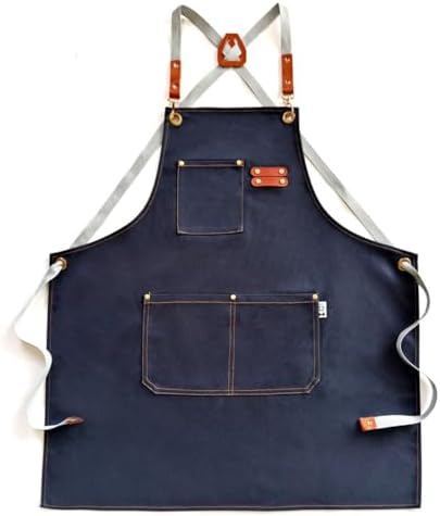 Chef Apron Bib Apron with 2 Large Pockets Adjustable Neck Strap Kitchen Apron Cooking Apron Stripes Baking Apron by Unknown