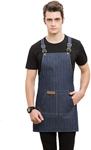 Denim Cross-Back Chef Bib Apron with Pockets for Men and Women - Image 2