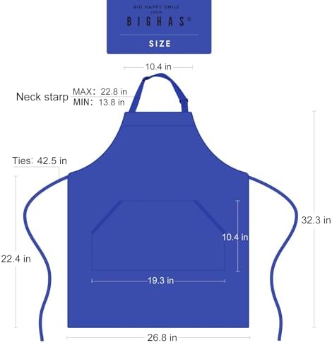 BIGHAS Adjustable Bib Apron with Long Ties for Women Men 18 Colors Chef Kitchen Cooking - Image 6