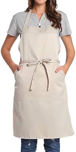 BIGHAS Adjustable Bib Apron with Long Ties for Women Men 18 Colors Chef Kitchen Cooking by BIGHAS