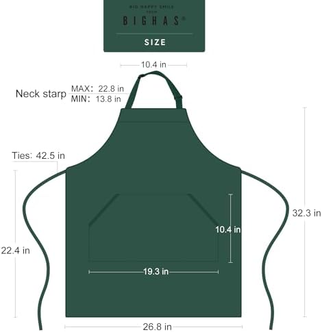 BIGHAS Adjustable Bib Apron with Long Ties for Women Men 18 Colors Chef Kitchen Cooking - Image 6