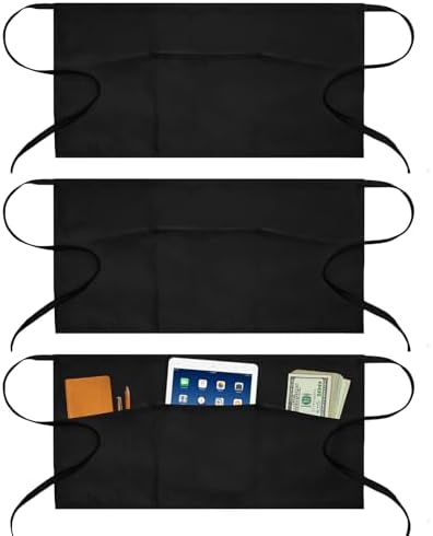 3 Pockets Waitress Apron Server Aprons - Half Aprons for Men & Women Waterproof and Oil Proof by Unknown