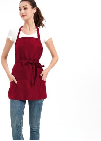 Aprons for Women with 3 Pockets, Cooking Apron with Waterproof Coating, Chef Apron Adjustable Neck Strap - Image 2