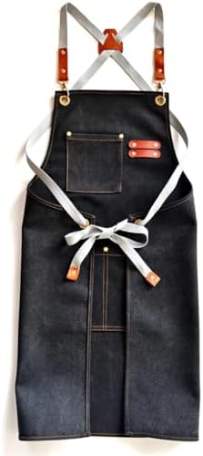 Chef Apron Bib Apron with 2 Large Pockets Adjustable Neck Strap Kitchen Apron Cooking Apron Stripes Baking Apron - Image 2