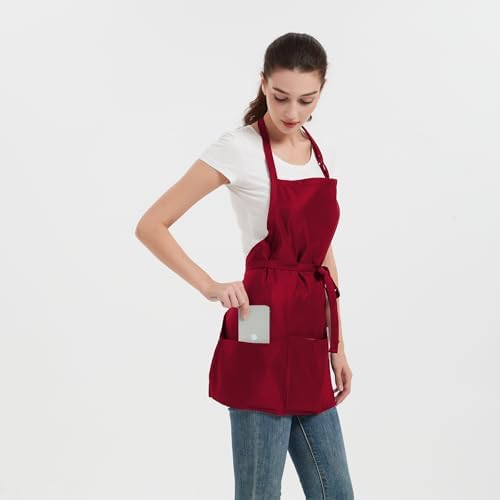Aprons for Women with 3 Pockets, Cooking Apron with Waterproof Coating, Chef Apron Adjustable Neck Strap - Image 3