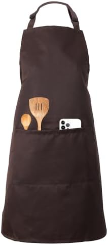 Kitchen Bib Chef Apron for Women Men with Pockets | Waterproof, Large Pockets, Adjustable Neck Strap, For Cooking, Painting, Pottery, Ceramics by PUBMND