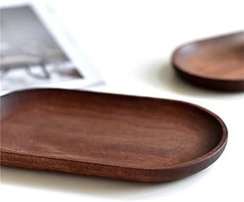 2 Pack Solid Wood Serving Platters and Trays of Natural Wood with Edge,Rectangular Avoid Sliding and Spilling Food (Walnut Trays x 2Pack)