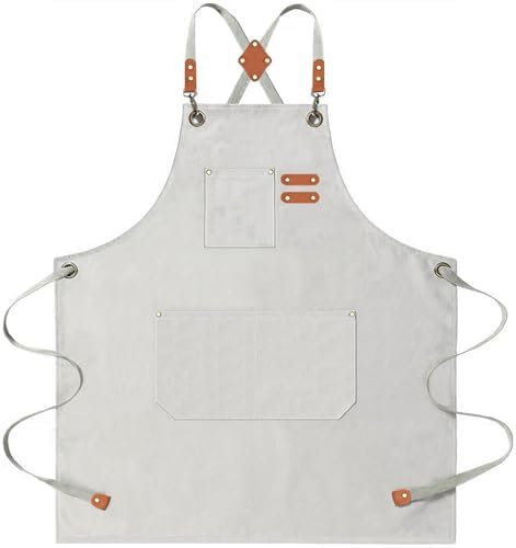 AFUN Aprons for Men Women with Large Pockets, 16-Ounce Cotton Canvas Cross Back Apron by BringYouaFun