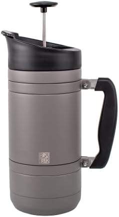 BruTrek® by Planetary Design Basecamp Coffee Press - Double Wall Vacuum Insulated Stainless Steel - Bru-Stop Technology, No Grounds in Coffee, No Spill Lid (Storm Gray, 48 fl.oz)