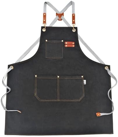 Chef Apron Bib Apron with 2 Large Pockets Adjustable Neck Strap Kitchen Apron Cooking Apron Stripes Baking Apron by Unknown