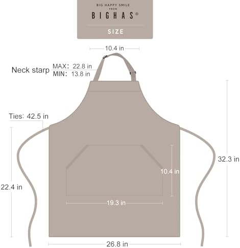 BIGHAS Adjustable Bib Apron with Long Ties for Women Men 18 Colors Chef Kitchen Cooking - Image 6