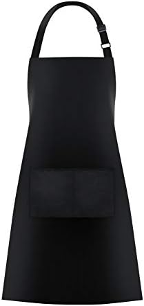 Jubatus 1 Pack Bib Aprons with 2 Pockets Cooking Chef Kitchen Apron for Women Men, Black by Jubatus