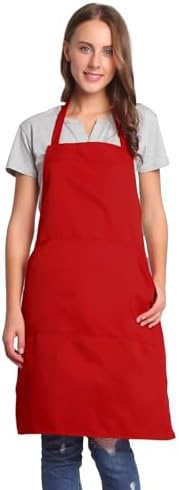 BIGHAS Adjustable Bib Apron with Long Ties for Women Men 18 Colors Chef Kitchen Cooking by BIGHAS