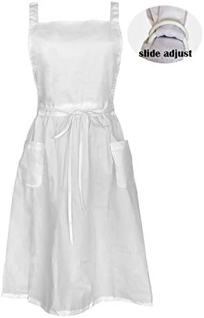 White Maid Apron for Women Cotton Waist Half Maid Costume Victorian Retro Ruffled Kitchen Cute Vintage Party Cosplay by Cityelf