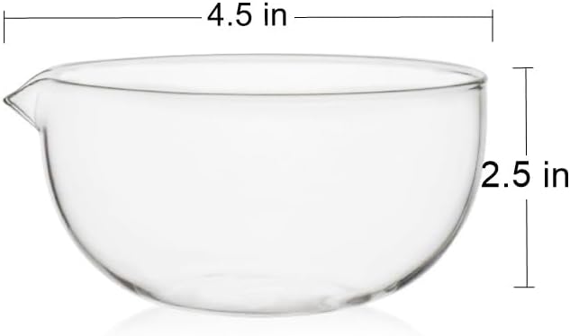 Glass Matcha Bowl With Pouring Spout, Ceremonial Mixing Chawan, 4.5 in, Clear Japanese Style Matcha Green Tea Cup, Hammer Spouted Matcha Mixer，Matcha Bowls，Glass, transparent, no lines (370ML)