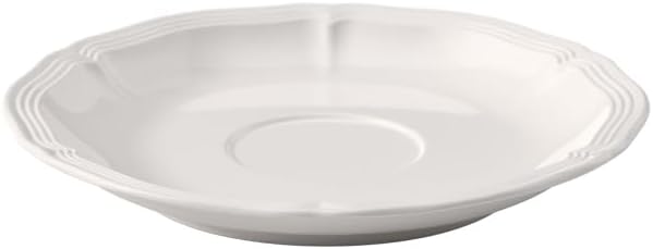 Villeroy & Boch Manoir Coffee/Tea Cup Saucer, Premium Porcelain, Made in Germany, 6 in, Rich, Creamy White