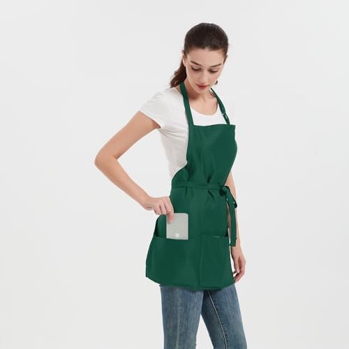 Aprons for Women with 3 Pockets, Cooking Apron with Waterproof Coating, Chef Apron Adjustable Neck Strap - Image 3
