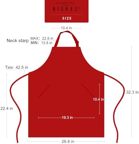 BIGHAS Adjustable Bib Apron with Long Ties for Women Men 18 Colors Chef Kitchen Cooking - Image 6